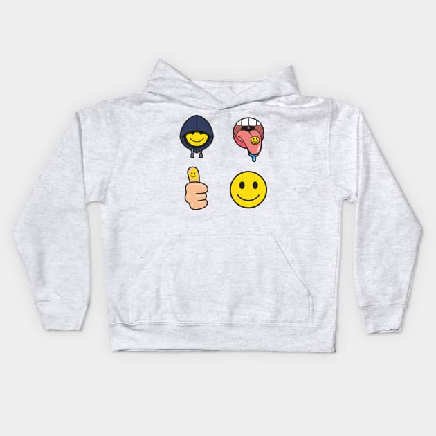 Hydro Sticker Pack - Smiley face stickers Kids Hoodie by Bubsart78